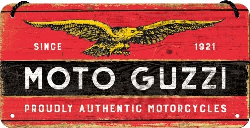 Nostalgic Art Moto Guzzi - Logo Wood, signe décoratif - 20 cm x 10 cm