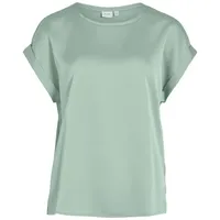 VILA Satin Blusen T-Shirt Kurzarm Basic Top Glänzend VIELLETTE