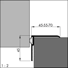 Ellen Renovierungsschiene ARP L.1800mm B.70mm Alu.elox.silber z.Schrauben