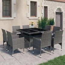vidaXL Garten-Essgruppe 9-tlg. Grau
