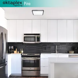 Oktaplex lighting Oktaplex LED Deckenleuchte quadratisch flach Deckenlampe Anthrazit - Grau