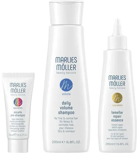 Marlies Möller Beauty Haircare Specialists Geschenkset Lamellar Repair Essence 200 ml + Micelle Pre-Shampoo 15 ml + Daily Volume Shampoo 200 ml