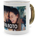 PhotoFancy® - Fototasse mit eigenem Bild - Personalisierte Tasse mit eigenem Foto selbst gestalten - Gold Glänzend