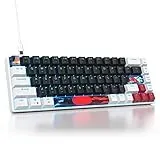 SOLIDEE Mechanische Gaming-Tastatur, 65%, 68 Tasten mit linearem rotem Schalter, mechanische Tastatur mit LED-Hintergrundbeleuchtung, kompakte Tastatur mit Typ-C-Kabel, für PS5/PS4 (68 White_Black)