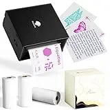 Phomemo Mini Thermodrucker, M02 Mini Drucker für Smartphone Bluetooth Aufkleber Drucker Mit 3 Rollen Transparentem Farbdruckpapier für Studien Notizen Arbeit Kinder Fotos Geschenk (Schwarz)