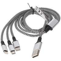 Heitech Universal Ladekabel 3in1 für Apple, USB-C, Micro-USB robust mit TPE-Ummantelung, Aluminium-Steckern