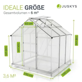 Juskys Gewächshaus Aluminium Grau HKP 4 mm 3,6 m2