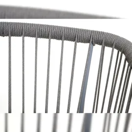 Mendler 2er-Set Rope-Barhocker HWC-O22, Tresenhocker, Outdoor Sitzpolster Seilgeflecht Metall ~ hellgrau, Kissen hellgrau