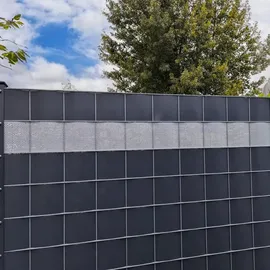 zaunzu® Sichtschutzstreifen Rille Gelocht 26 m Steingrau PP