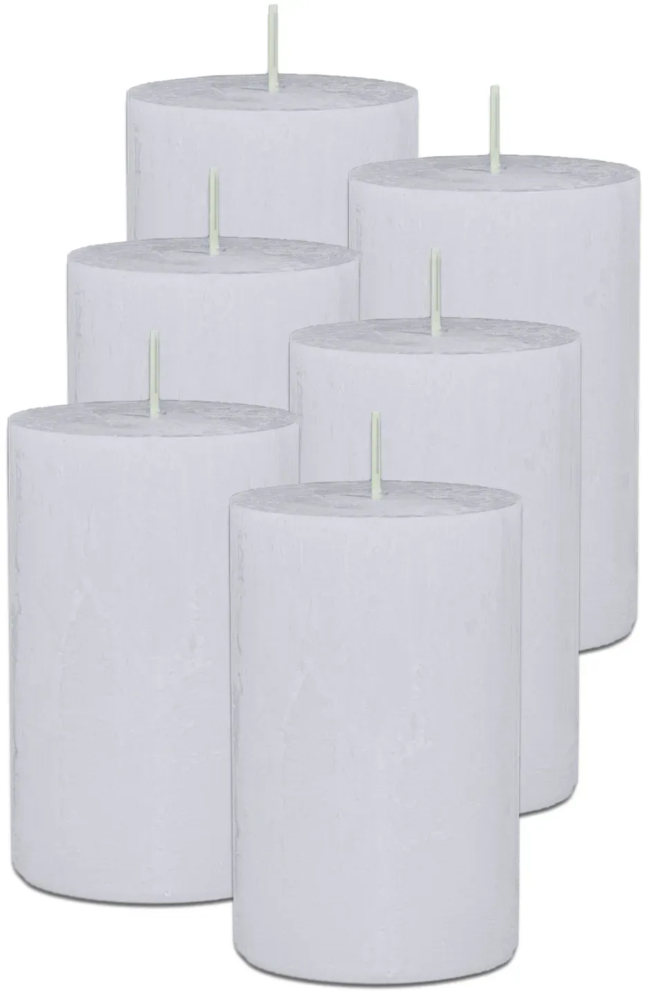 Rustic Stumpenkerzen 110/70 mm (Safe Candle) - 6 Stück - weiß