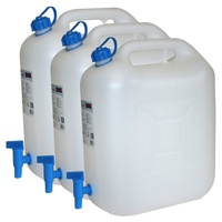 Hergestellt für BAUPROFI 3X Wasserkanister ECO 20 Liter mit Hahn 3er Set Camping-Kanister Wassertank NEU