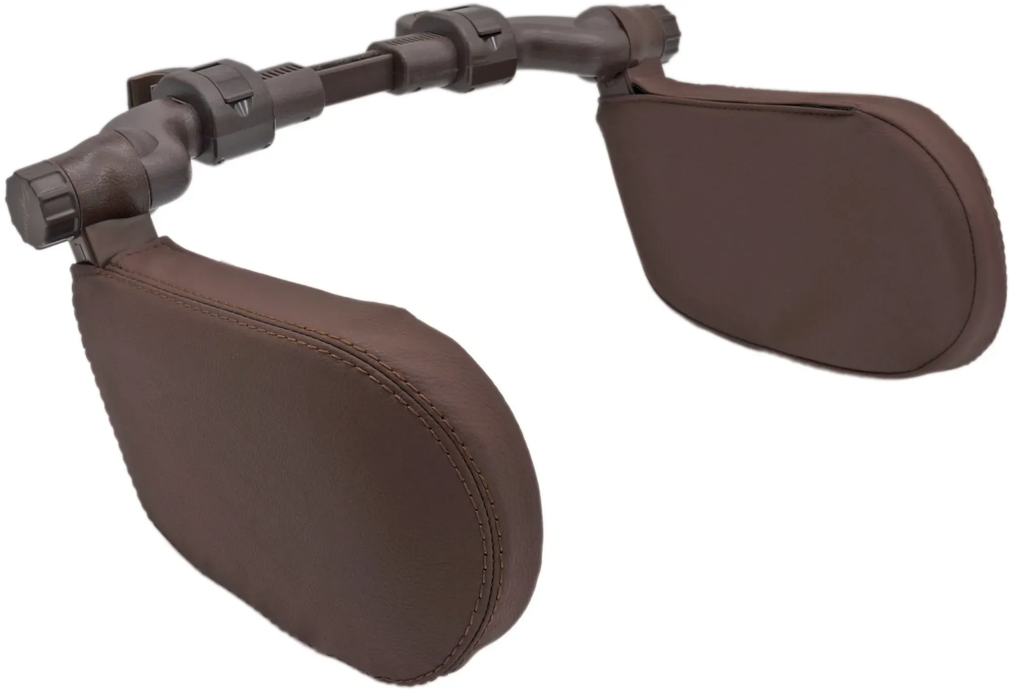 EasyTravel ergonomisches Auto Reise Kopfkissen - Kunstleder kaffee-braun / Doppelnaht kaffee-braun