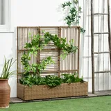 Outsunny Polyrattan Hochbeet mit Rankgitter 103 x 29 x 103 cm Sand