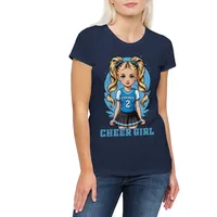 Urban Backwoods Print-Shirt Anime Comwboy Cheerleader Girl Damen T-Shirt American Football (1-tlg) Rockabilly Texas Blue Team blau XL