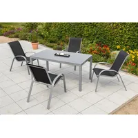 MERXX Gartenmöbelset »Amalfi«, 4 Sitzplätze, Aluminium/Textil - schwarz