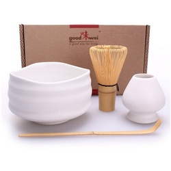 Goodwei Teeservice Matcha-Set „Miyuki“ 80 mit Teeschale, Matchabesen und Besenhalter (4-tlg), Keramik