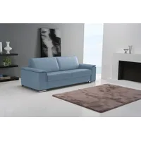 Schlafsofa EGOITALIANO "Cecilia, modern & elegant, erstklassiger Sitzkomfort, Dauerschläfer", blau (himmelblau), B:234cm H:85cm T:102cm, Leder »BULL« (echtes Rindsleder). Geschliffenes, pigmentiertes und behandeltes Rindsleder mit einer Dicke von 1, 3-1, 5 mm. Dieses Leder zeigt eine ziemlich weiche Hand mit einem halb undurchsichtigen Aussehen. Es handelt sich um ein geschütztes Leder. Eine leichte Deckschicht schützt sie vor Flecken, ohne ihre ursprünglichen Eigenschaften zu verändern. Die geschützten Leder kombinieren die Vorteile von Natürlichkeit und Weichheit mit einer guten Beständigkeit gegen Verschleiß und Ausbleichen. Das Vorhandensein der charakteristischen Zeichen, die das Leben des Tieres bestimmen, wie Narben, Körnungsunterschiede, Falten, Adern, Disharmonien in Farbtönen, beweisen ihre absolute Echtheit und großen Wert., Sofas, Schlafsofa, inkl. Matratze und hochwertigem Metallbettrahmen, toller Schlafkomfort
