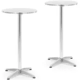 Royal Catering 2-in-1 Bistro- und Stehtisch höhenverstellbar klappbar rund 2 St. Grau/Weiß