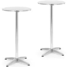 Royal Catering 2-in-1 Bistro- und Stehtisch höhenverstellbar klappbar rund 2 St. Grau/Weiß