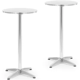 Royal Catering 2-in-1 Bistro- und Stehtisch höhenverstellbar klappbar rund 2 St. Grau/Weiß
