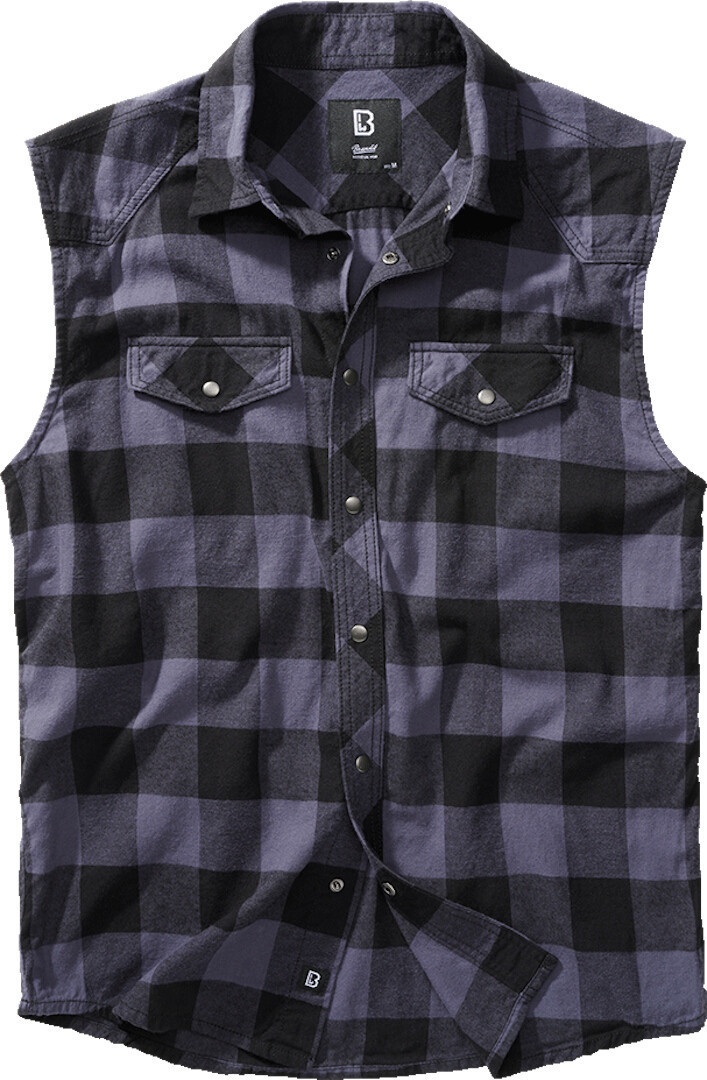 Brandit Checkshirt mouwloos overhemd, zwart-grijs, 2XL