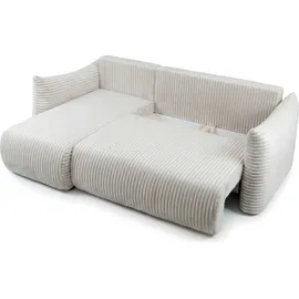 Fun Möbel Ecksofa Schlafsofa Mailand XS in Stoff Tilia Ecru Ottomane Links