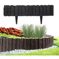 Pullmer Beeteinfassung, Beetumrandung Kunststoff, Rasenkante, Gardenzaun, Palisadenzaun, umrandung Garten, holzoptik (4,6 m; Schwarz)