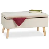 Relaxdays Truhenbank Samt Creme 80 x 40 x 48 cm