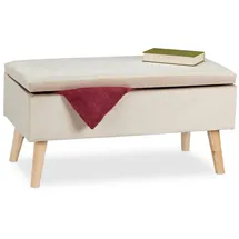 Relaxdays Truhenbank Samt Creme 80 x 40 x 48 cm