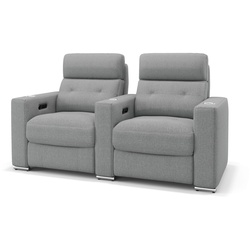 Stoff 2 Sitzer Couch MATERA mit Sitztiefenverstellung - Grau