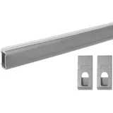 Gedotec Kleiderstange Schrank 200cm oval aus Aluminium | 1 Set Kleiderstange Wandmontage Silber | DESIGN EDGE | Schrankstange 30 x 18 mm | mit 2 Halterung und Schrauben | Schrankrohr 2000mm