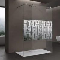 SOGOOD doporro Duschwand Duschtrennwand 100x200 Walk-In Dusche mit Doppel-Stabilisator aus Echtglas 10mm ESG-Sicherheitsglas Klarglas mit Labyrinth-Design