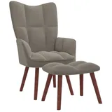 vidaXL Relaxsessel mit Hocker Hellgrau Samt