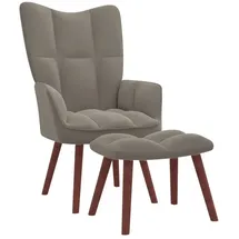 vidaXL Relaxsessel mit Hocker Hellgrau Samt