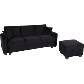 MCW Sofa mit Ottomane, Couch Sofa Gästebett, Schlaffunktion Stauraum 217x145cm ~ Bettsofa, H47
