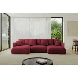 altdecor Ecksofa Samt 6-Sitzer Bordeauxrot