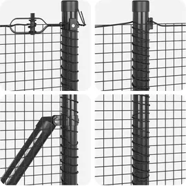 vidaXL Zaun mit Pfosten Grau 0,8 x 25 m Stahl
