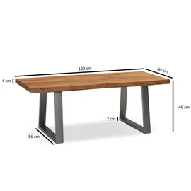 Roller Couchtisch Akazie 120 x 60 x 46 cm