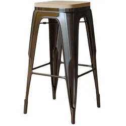 2er-Set Tolix Barhocker | Schwarz Matt | Metall | Industrial Barstuhl, Industrie Barhocker