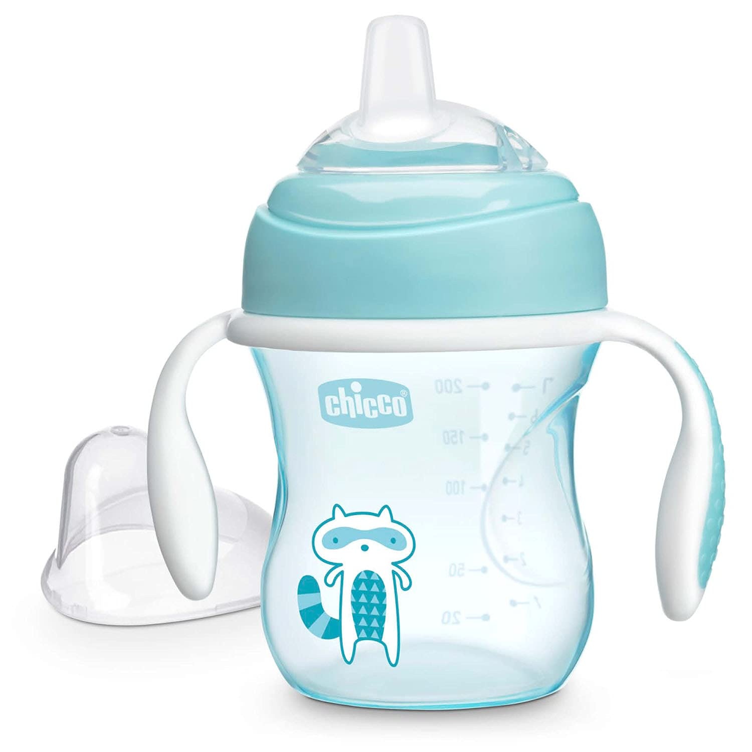 Chicco Trinklernbecher, auslaufsicherer 200ml Trinkbecher für Babys, Trinkflasche ab 4 Monaten zum Trinken lernen mit ergonomischer Silikontülle, doppeltes Anti-Kolik-Ventil, BPA-frei - Blau