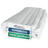 AM Qualitätsmatratzen Hochwertiger Lyocell Topperbezug 180x200cm mit Reißverschluss - 4-6 cm Kernhöhe - Allergiker geeignet - 60 Grad waschbar - 4-seitiger Reißverschluss - Anti-Rutsch-Beschichtung - 180x200 Weiß