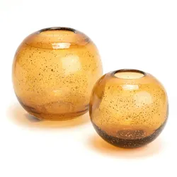 Kugelvase Paillette bernsteinfarben 15 cm - Orange Rund Glas Lou De Castellane 14.69x14.69 cm