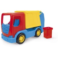 Wader 35311 - Tech Truck Müllwagen, stabiler LKW mit beweglichem Container, ca. 26 x 11,5 x 15 cm groß, ab 12 Monaten, ideal als Geschenk für kreatives Spielen