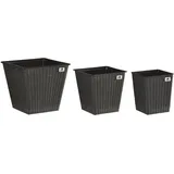 Gartenfreude Pflanzkübel Polyrattan Set 3-tlg anthrazit