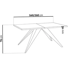 WFL GROUP Esstisch Vance im Modern Still, Rechteckig Tisch - Ausziehbar von 160 cm Esszimmer, Tische, Esstische
