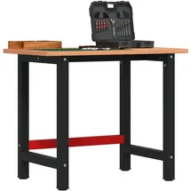 vidaXL Werkbank 100x60x81,5 cm Massivholz Buche Rechteckig