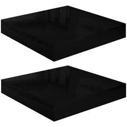 vidaXL Wandregale Schwebend 2 Stk. Hochglanz-Schwarz 23x23,5x3,8cm MDF