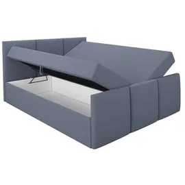A&J MöbelLand Boxspringbett RON 160 x 200 mit 2 Bettkästen, Bonell-Matratze und Topper. Farbe: Grau - Grau