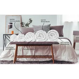 sleepling Bettdecke 240 x 260 cm, leichte Sommerdecke, 100% Mikrofaser, Allergiker geeignet, sleepling Basic 100 - Weiß