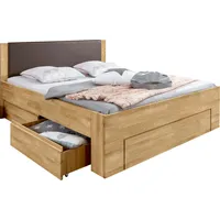 OTTO home Stauraumbett OTTO HOME "Bernett", beige (kernbuche), H:87cm L:206cm, Betten, Stauraumbett, aus massiver Buche, mit Stauraumschubladen